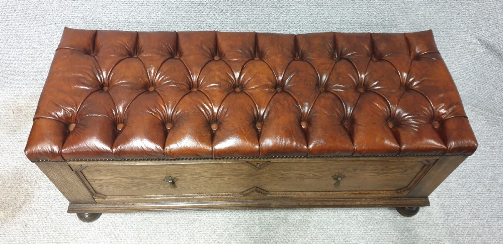 Leather Topped Window Seat Ottoman View V