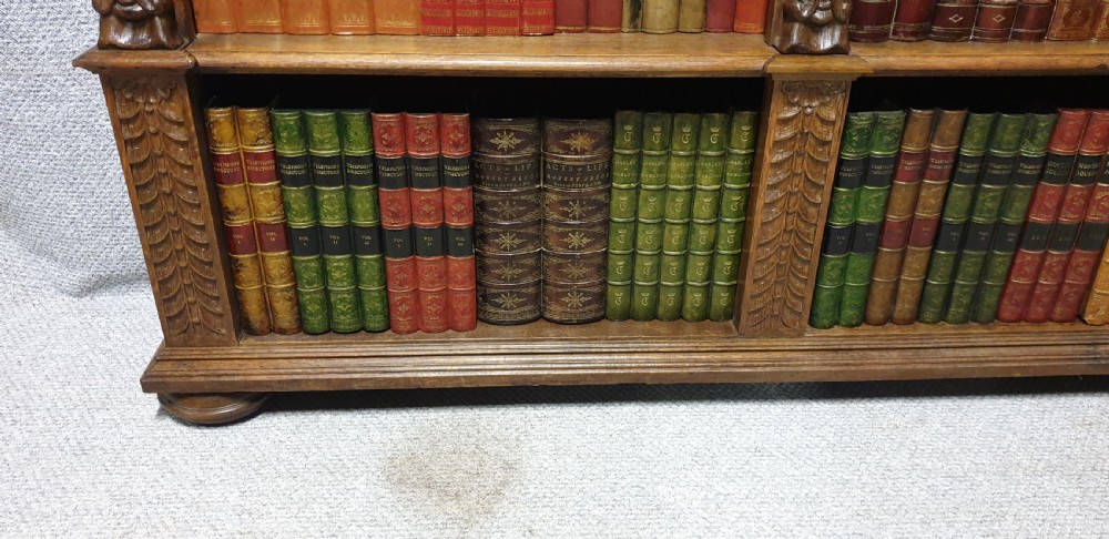 Outstanding Carved Oak Open Library Bookcase View V