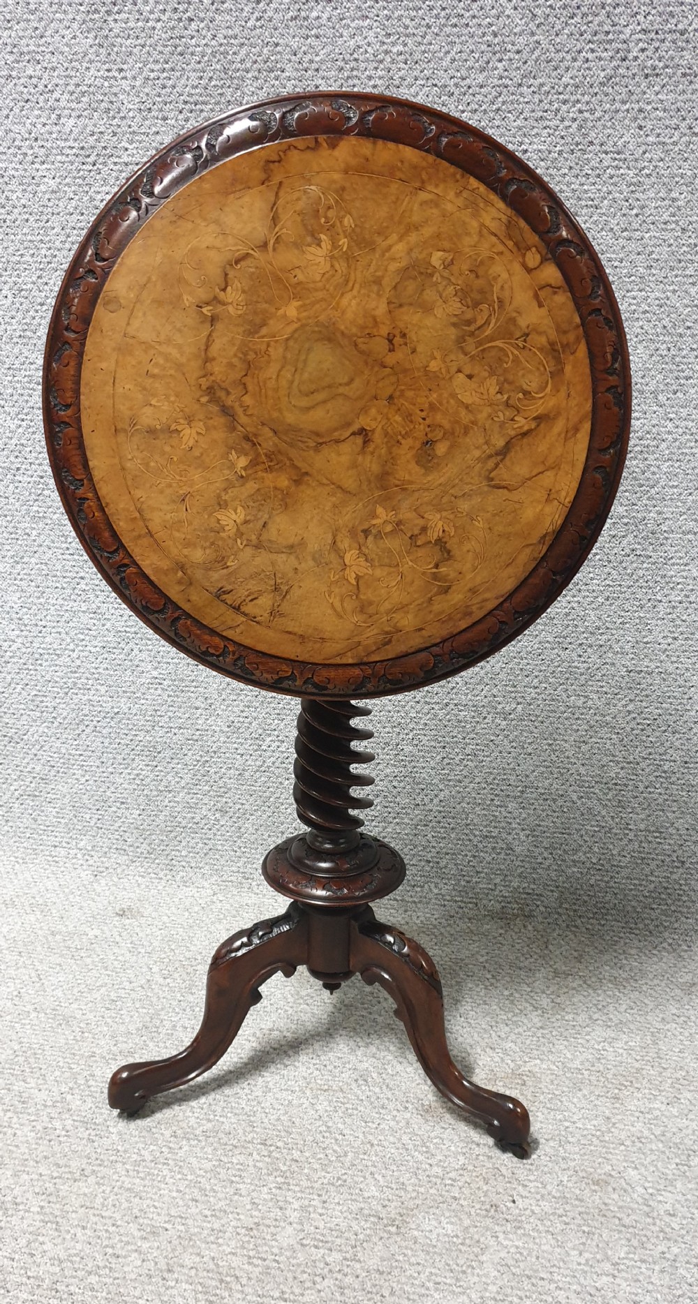 Burr Walnut Pedestal Lamp Table 