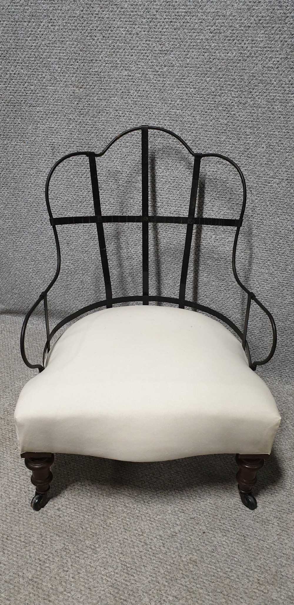 Pair Iron Framed Walnut Chairs View V