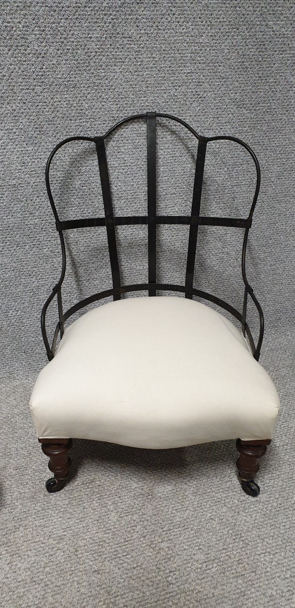Pair Iron Framed Walnut Chairs View VI