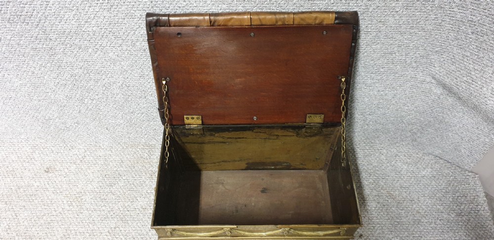 Victorian Brass Log Bin Leather Top View V