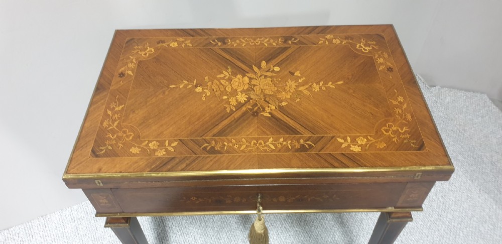 French Marquetry Games Writing Table View IV