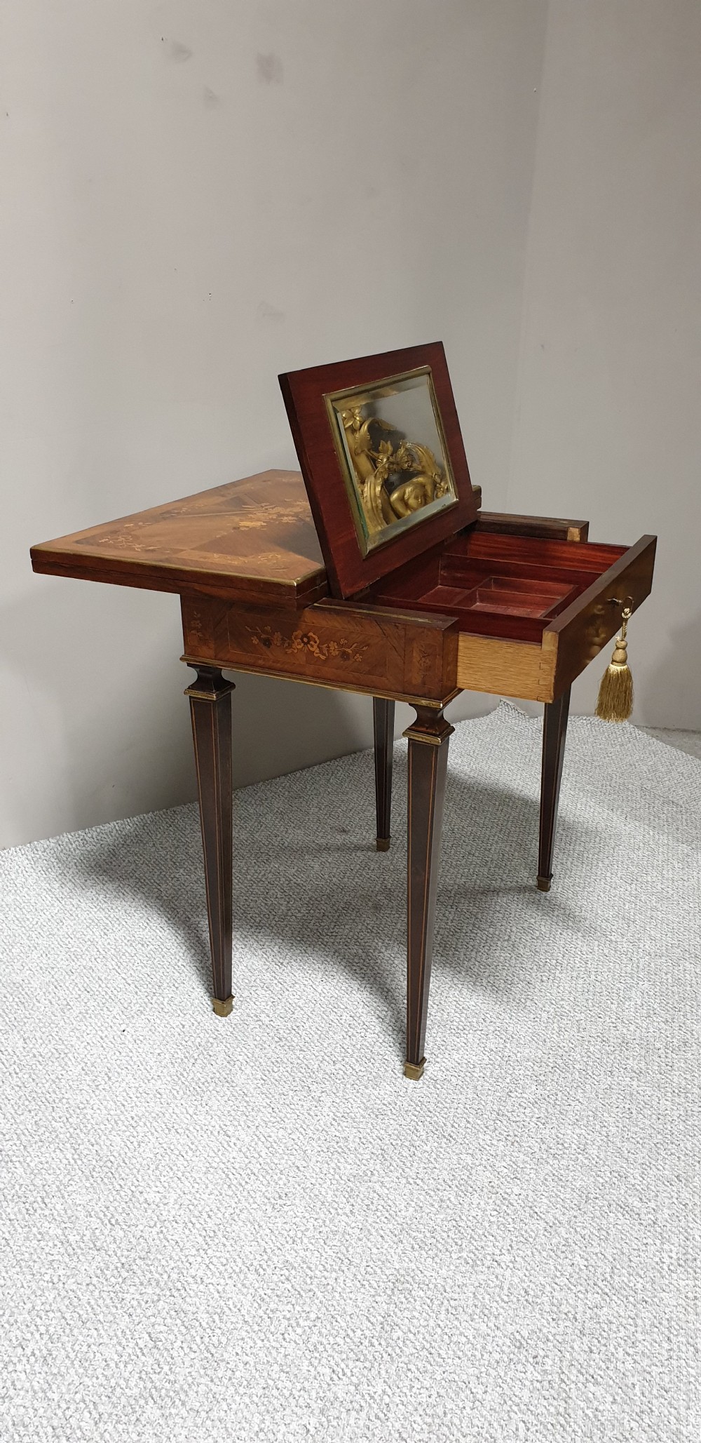 French Marquetry Games Writing Table View X