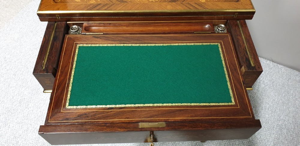 French Marquetry Games Writing Table View XI