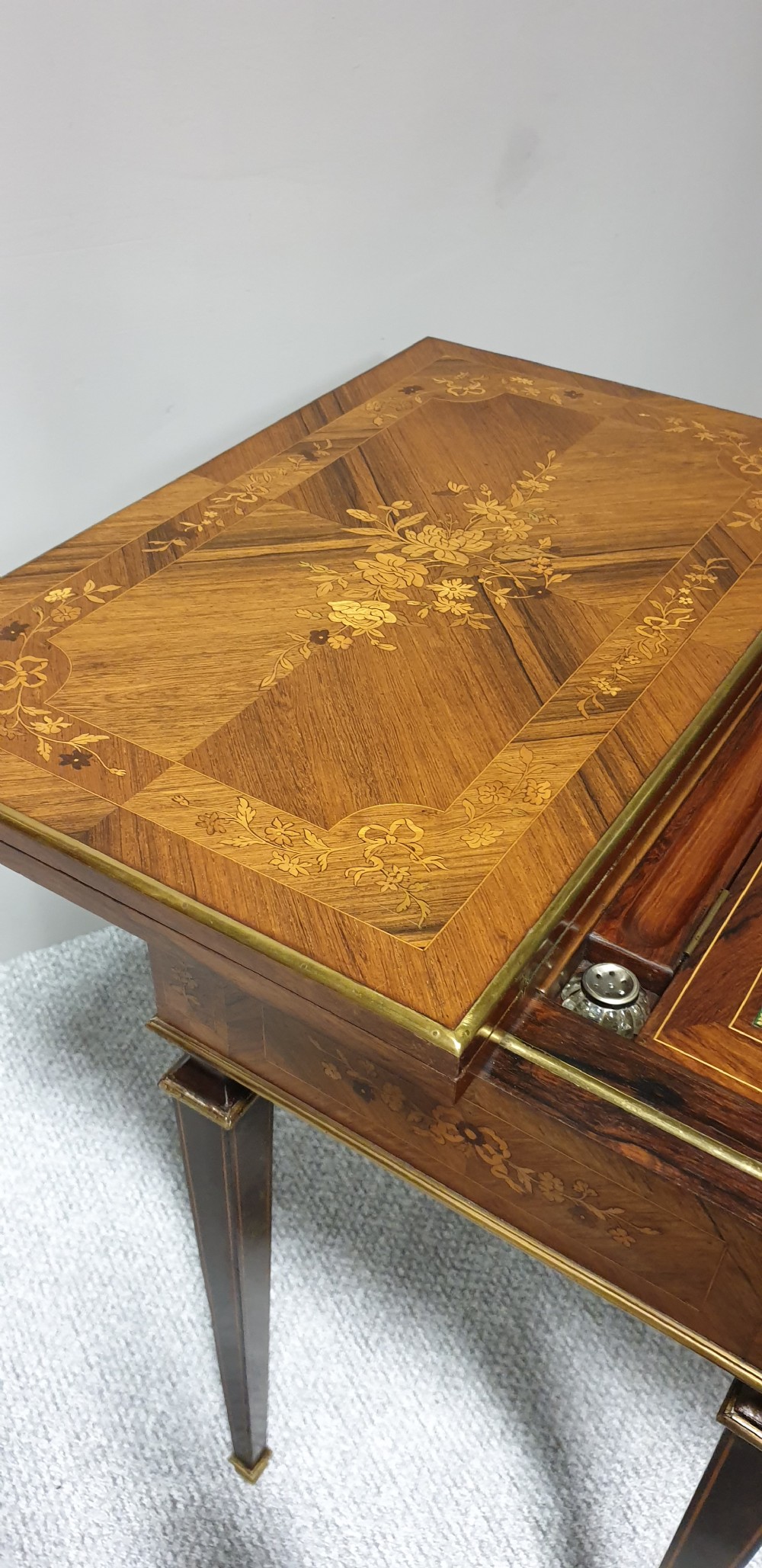 French Marquetry Games Writing Table View XII