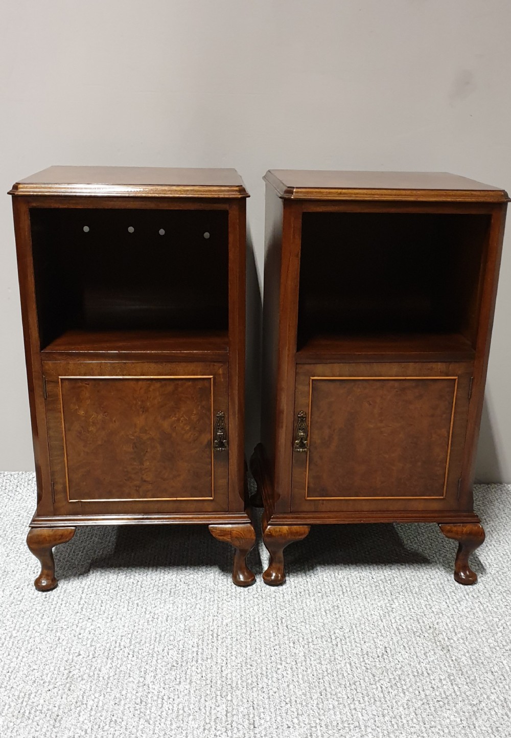 Pair Queen Anne Bedside Cabinets