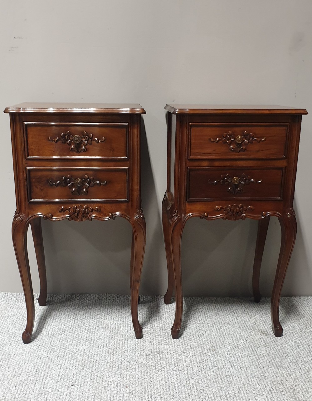 Pair French Bedside Cabinets 