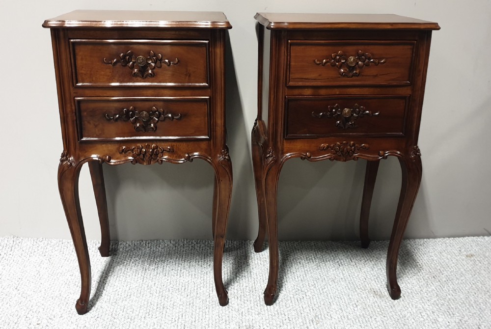 Pair French Bedside Cabinets  View II