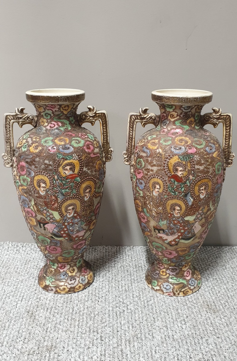 Large Pair Satsuma  Vases 