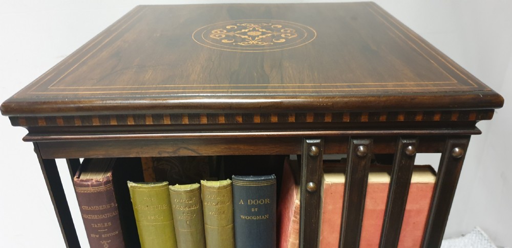 Rosewood Inlaid Revolving Bookcase View XI