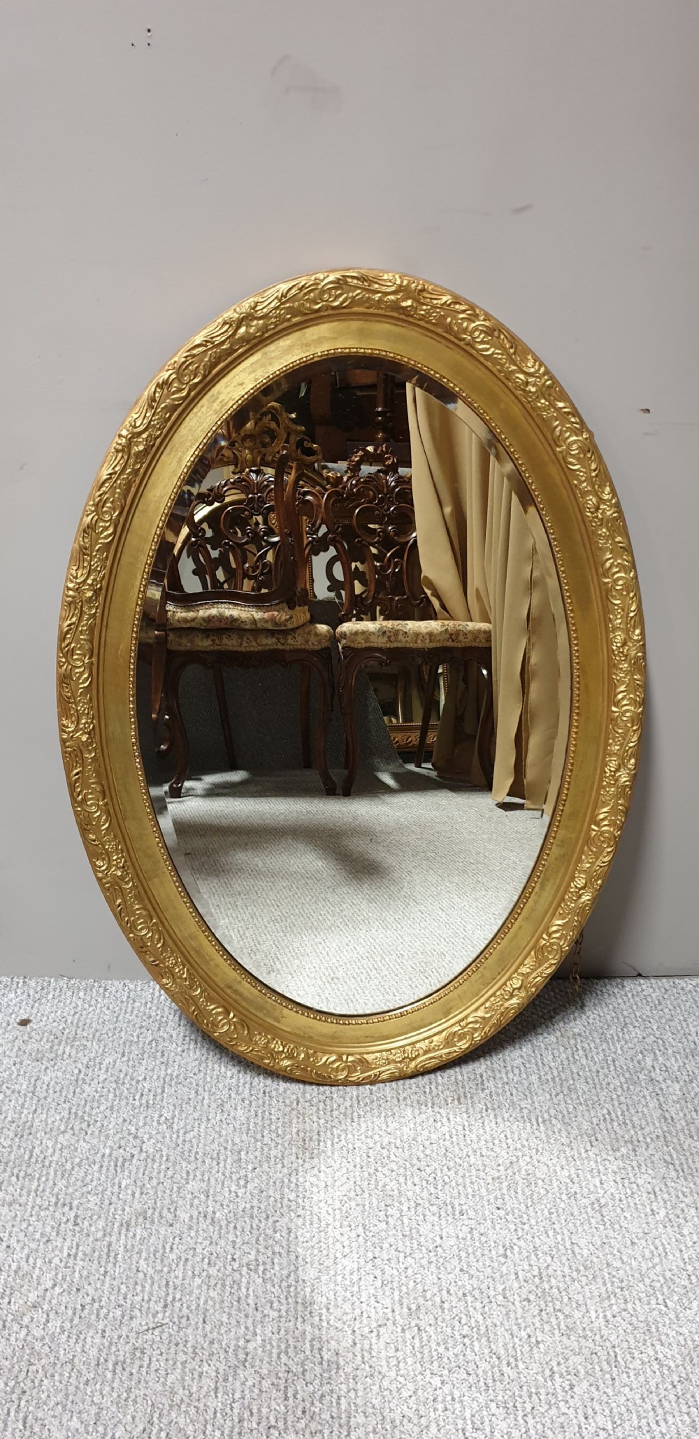 Large Victorian Oval Gilt Mirror 