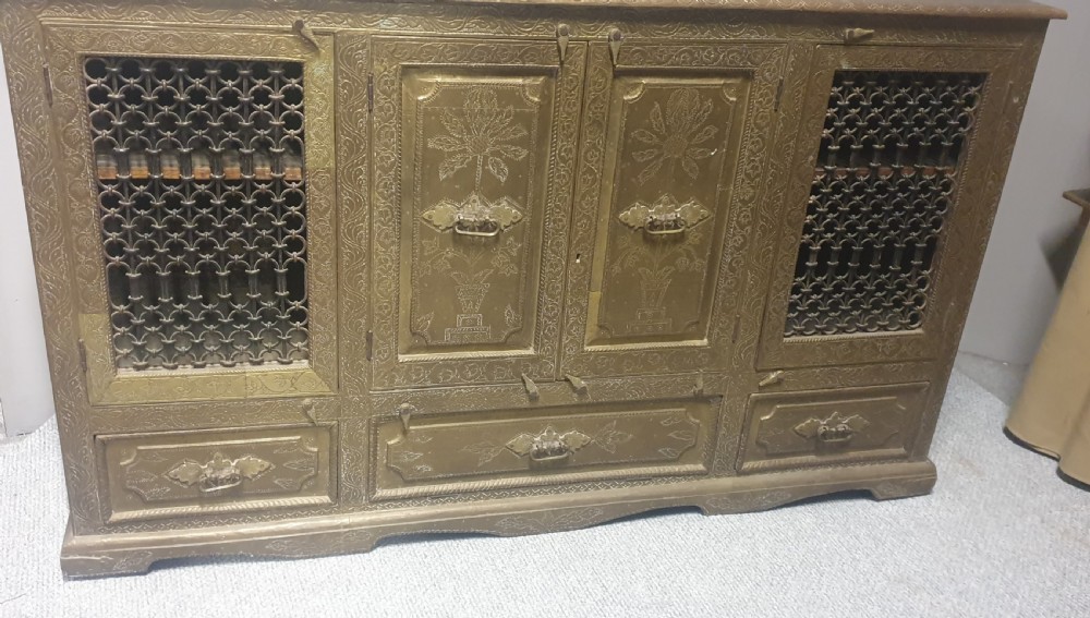 Outstanding Brass Side Cabinet Console View II
