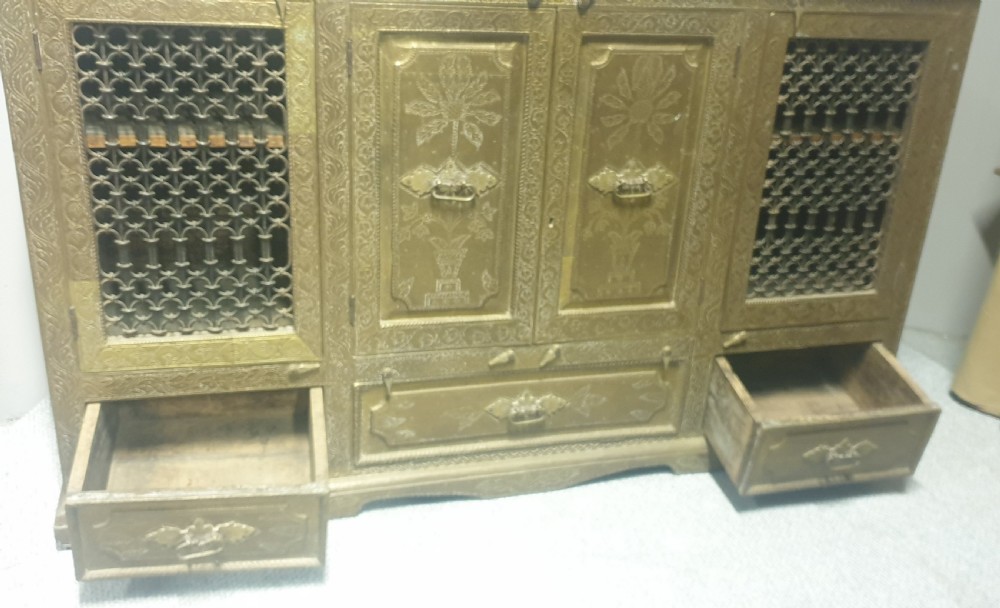 Outstanding Brass Side Cabinet Console View IV