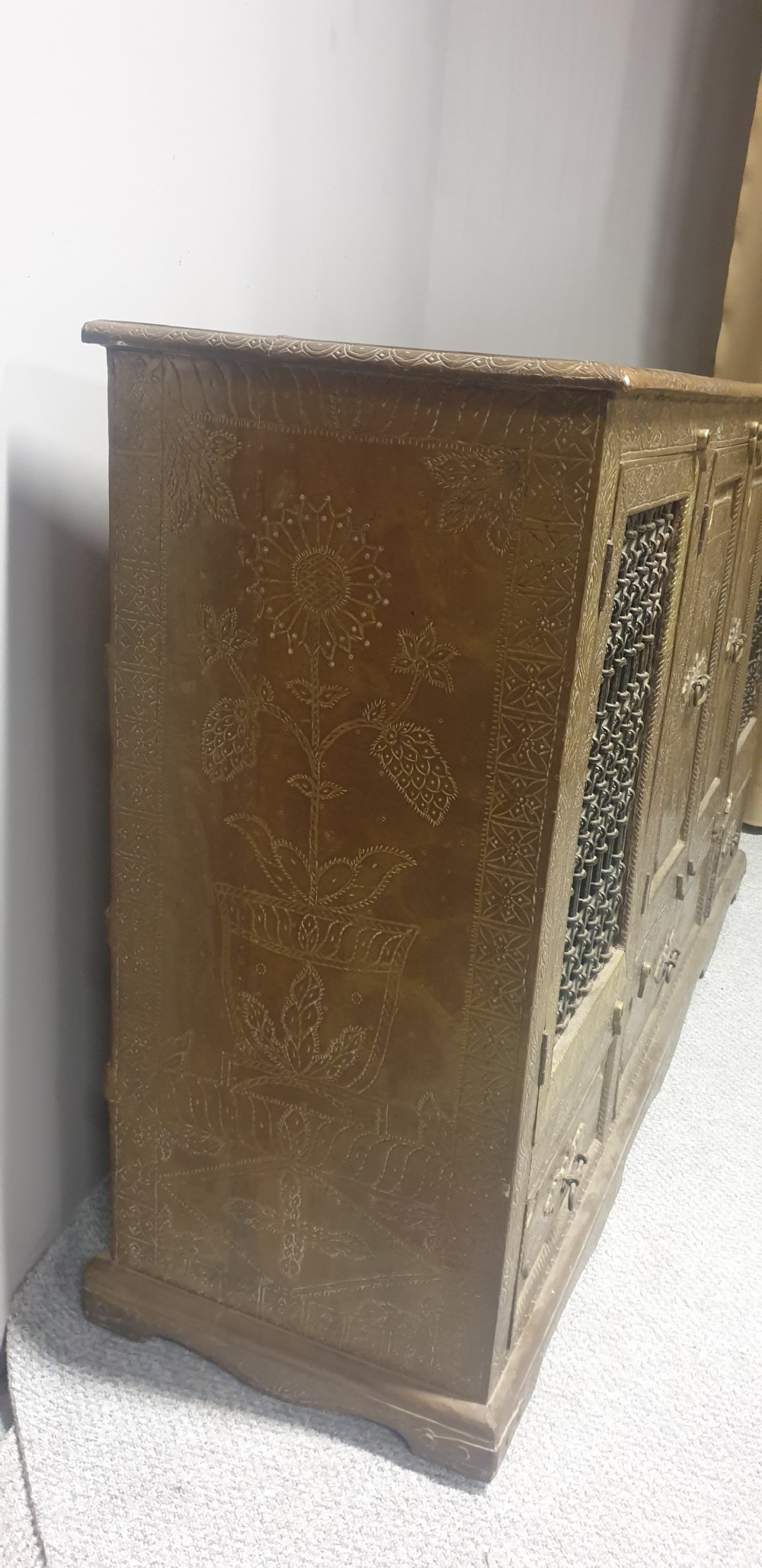 Outstanding Brass Side Cabinet Console View XI