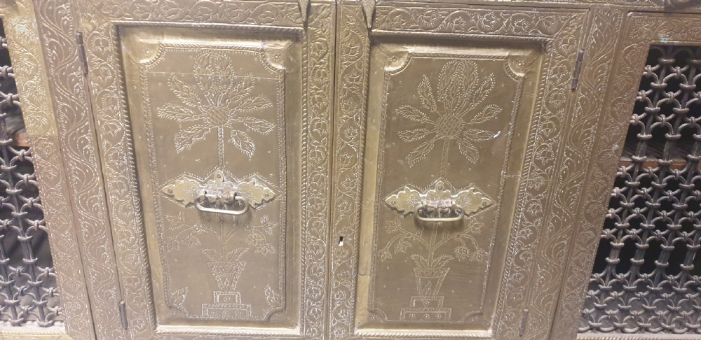 Outstanding Brass Side Cabinet Console View XII