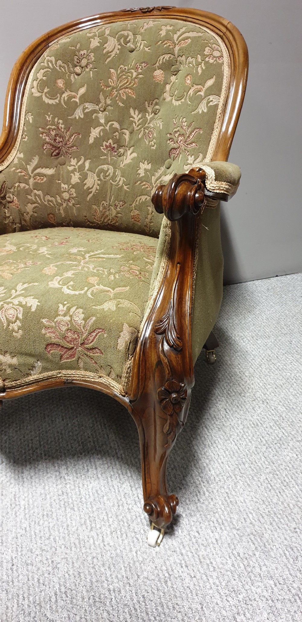 Outstanding Victorian Rosewood Library Chair  View II