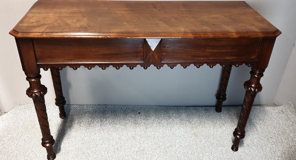 Victorian Gothic Mahogany Hall Console Table 