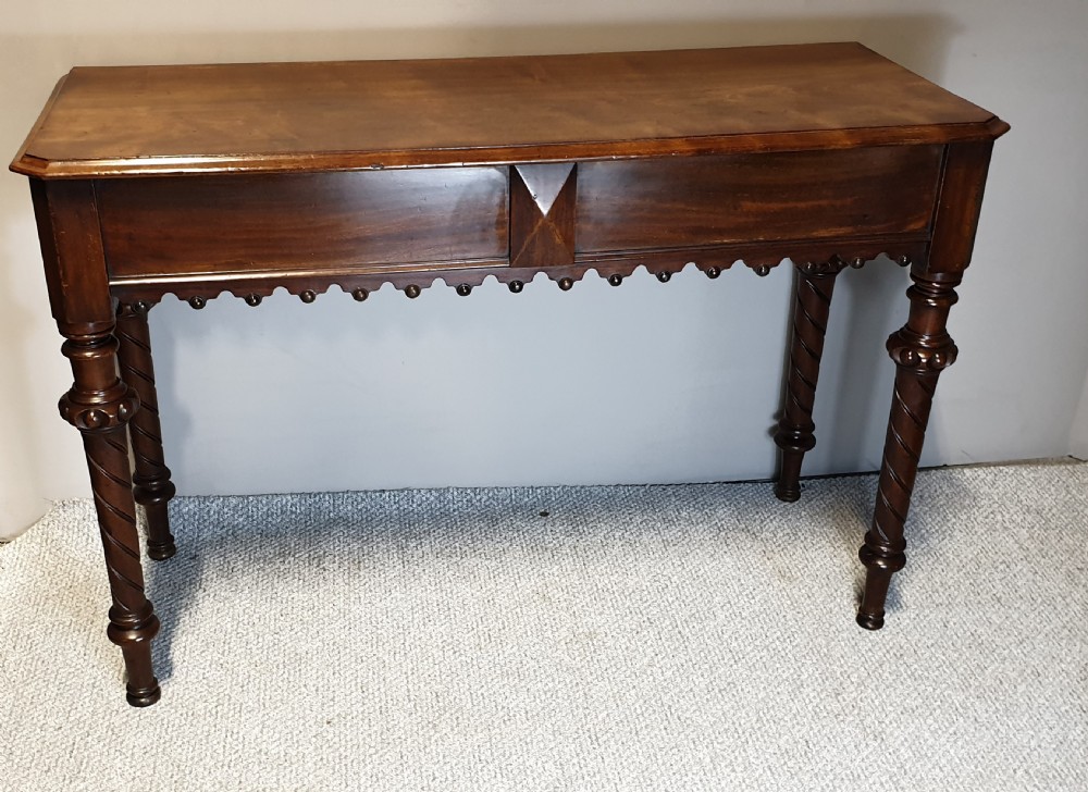 Victorian Gothic Mahogany Hall Console Table  View II