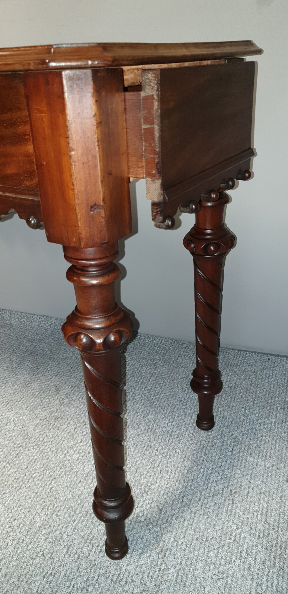 Victorian Gothic Mahogany Hall Console Table  View VII