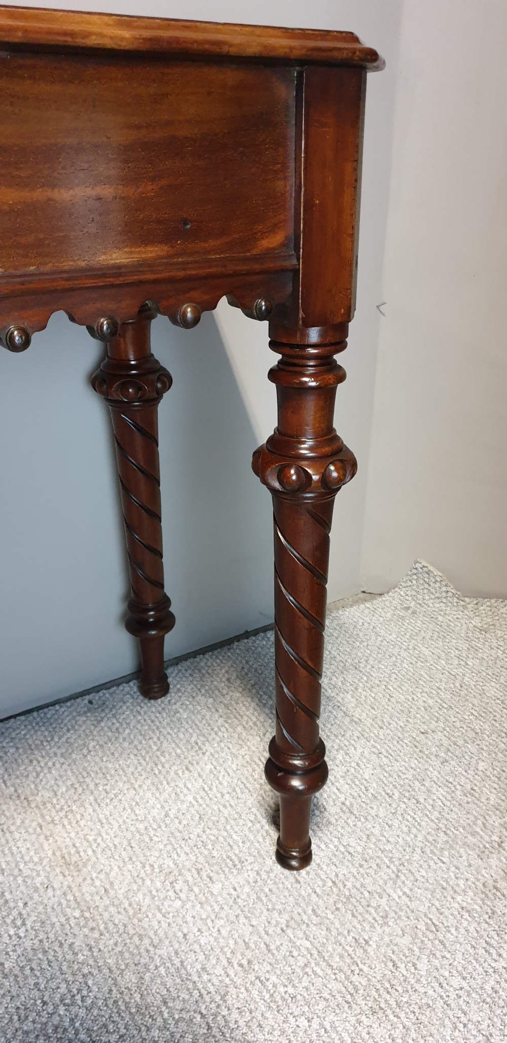 Victorian Gothic Mahogany Hall Console Table  View X