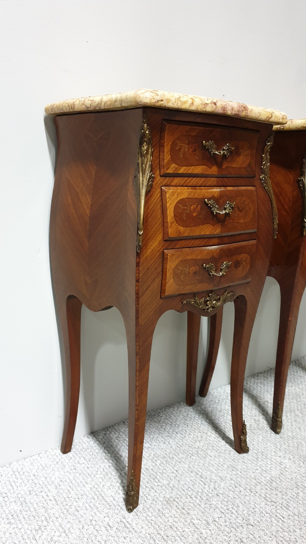 Pair Marquetry Inlaid Bedside Chests of Drawers  View VI
