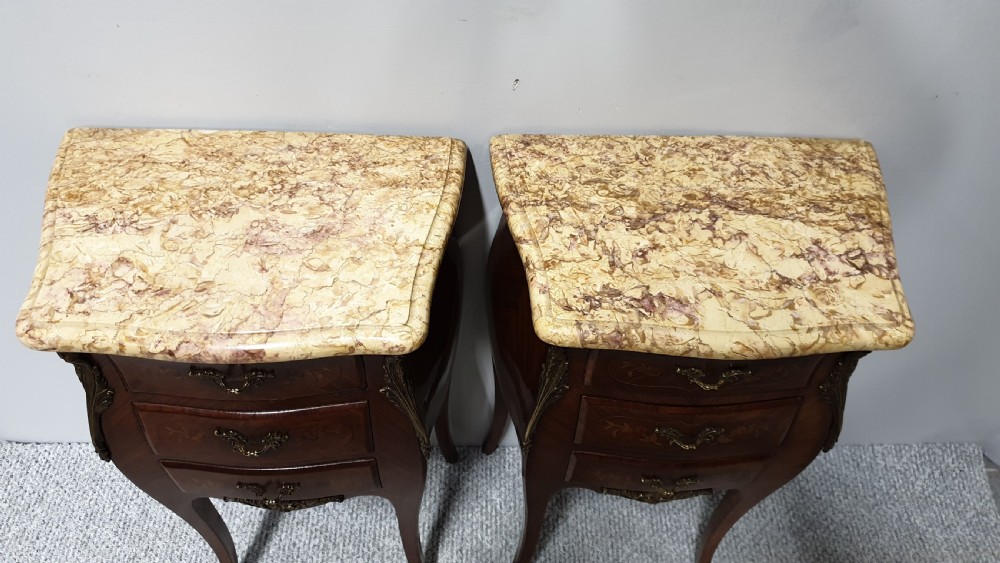 Pair Marquetry Inlaid Bedside Chests of Drawers  View VII
