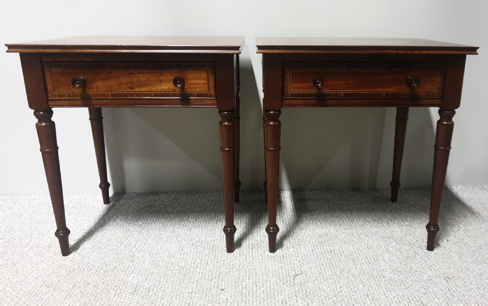 Pair Mahogany Bedside Lamp Tables View II