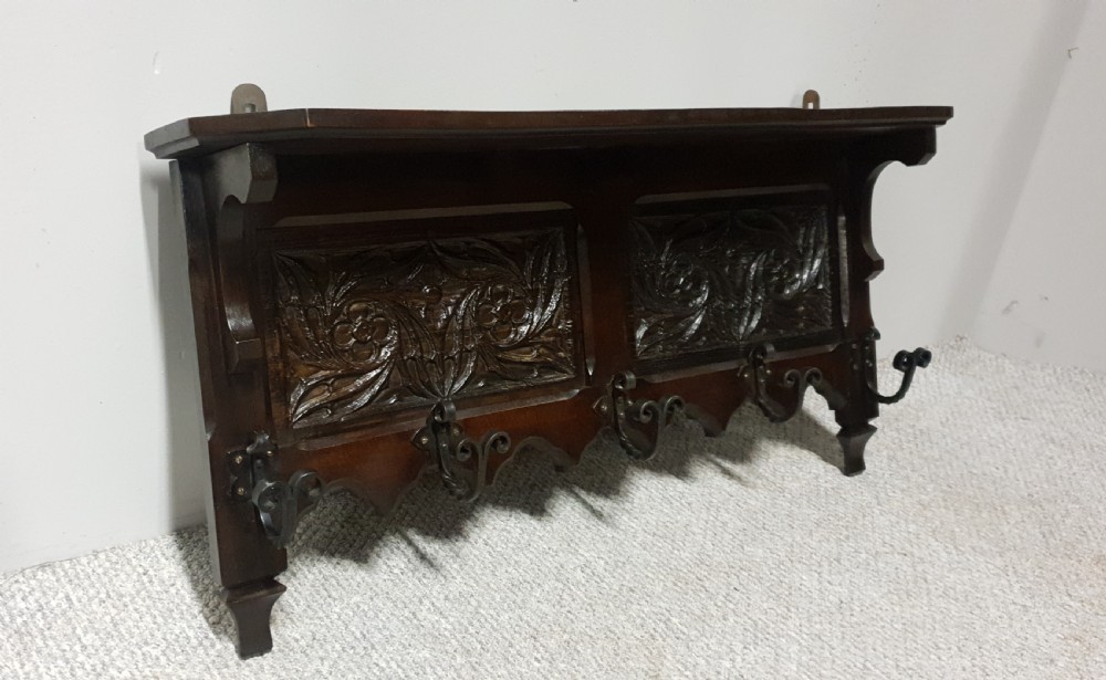 Carved Oak Coat Rack