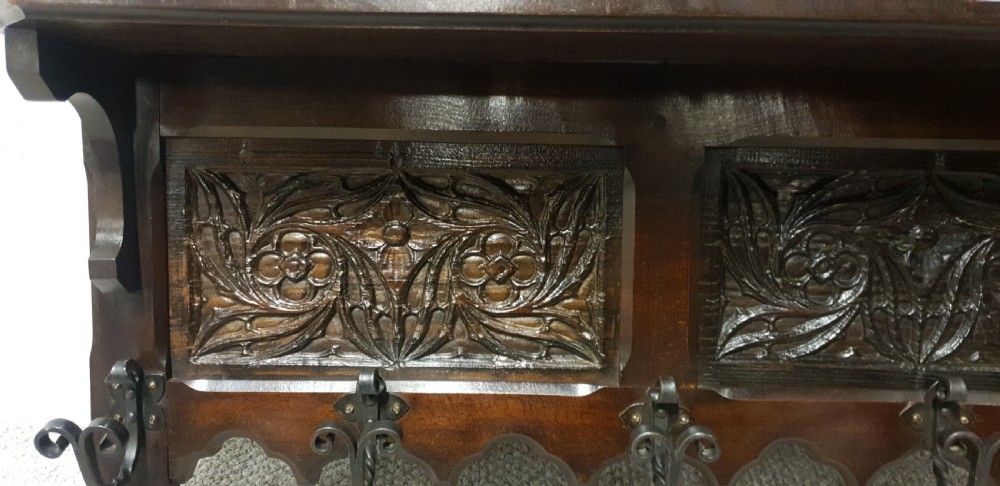 Carved Oak Coat Rack View III