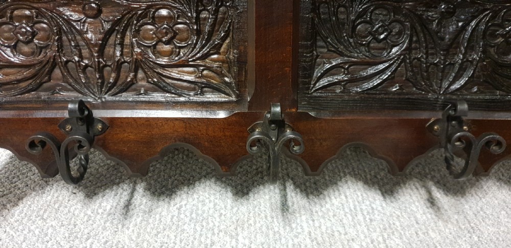 Carved Oak Coat Rack View IV