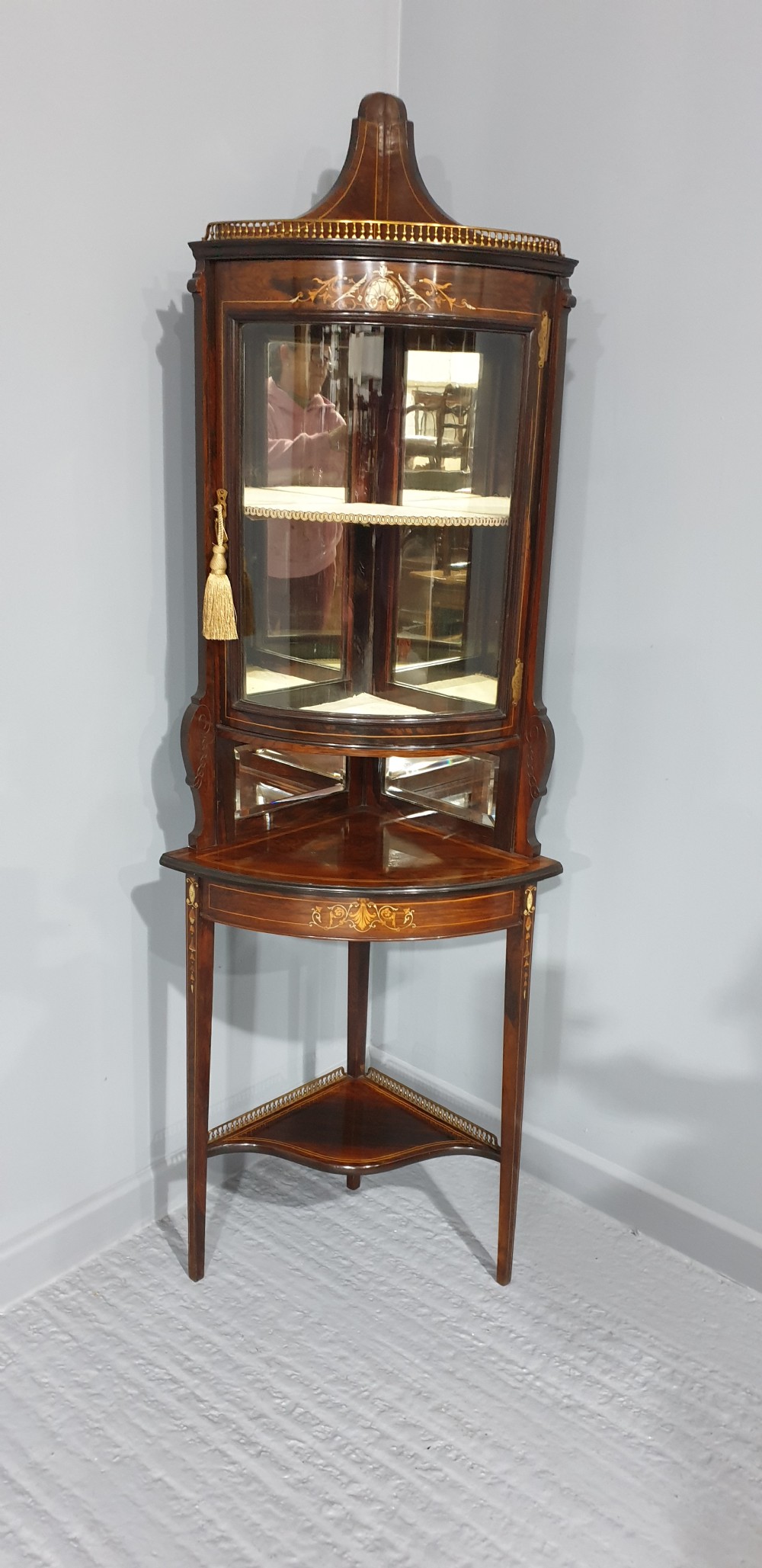 Top Quality Rosewood Corner Display Cabinet View III