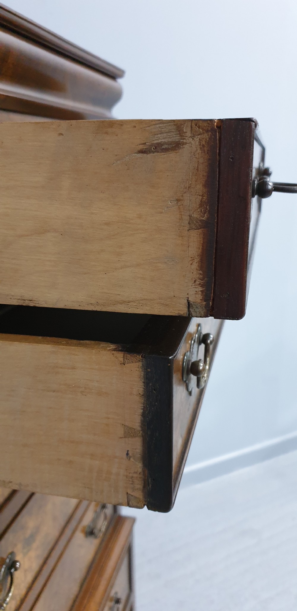 Burr Walnut Chest on Chest of Drawers of Small Proportions View VI