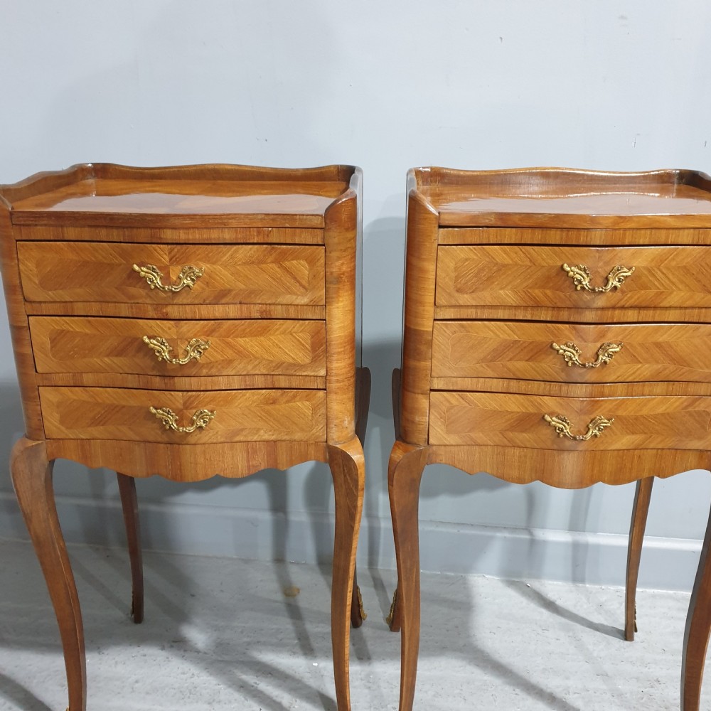 Pair Inlaid French Bedside Chests of Drawers View IV