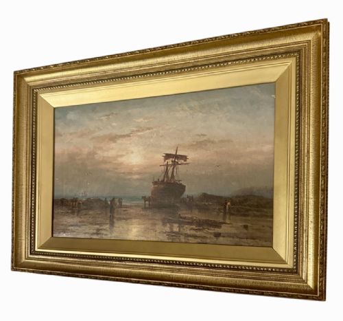 fig 5. Painting of Coastal Landscape with Ship and Fisherman at Dusk, Duncan Fraser Mclea (1841-1916)