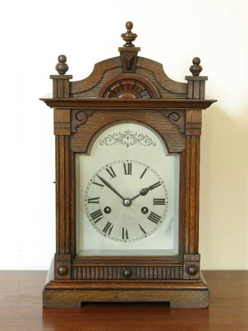Quality German Oak Bracket Clock by Baden Clock Co 1880