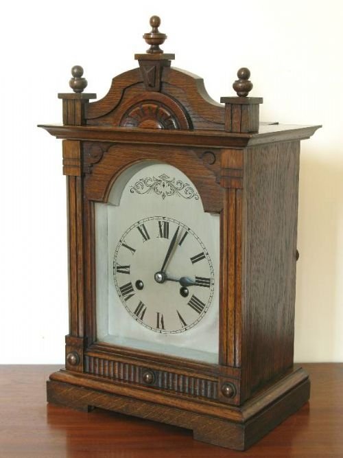 fig 2. QUALITY GERMAN OAK BRACKET CLOCK by BADEN CLOCK Co 1880