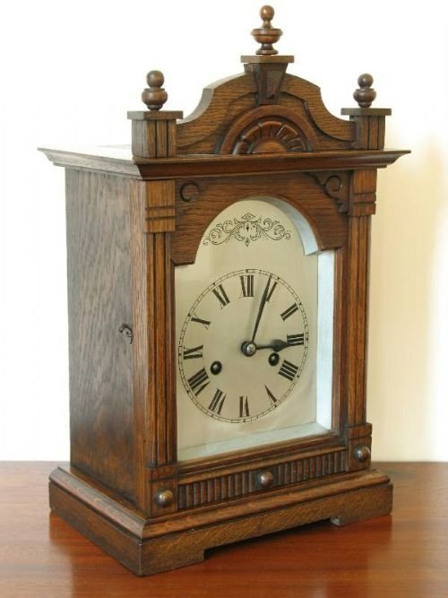 fig 1. QUALITY GERMAN OAK BRACKET CLOCK by BADEN CLOCK Co 1880