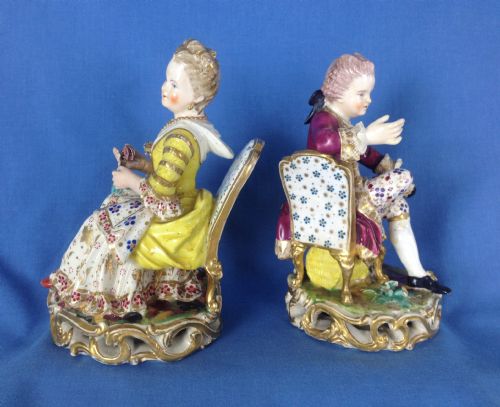 fig 2. Pair Early 19thC Georgian Derby Seated Dresden Figures No.314