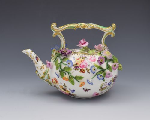 Rare Coalport Coalbrookdale Flower Encrusted Tea Kettle Teapot
