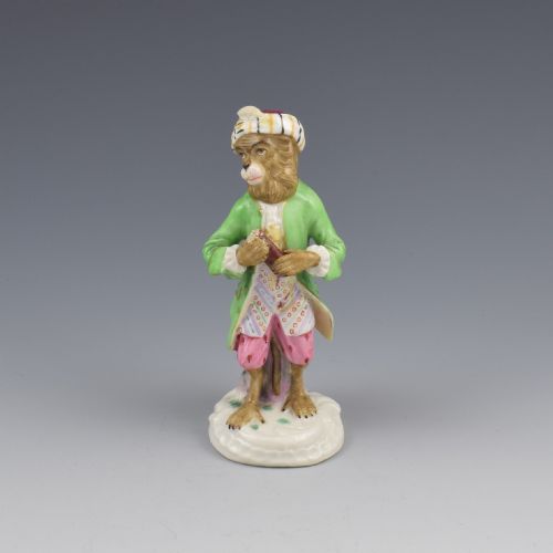 Dresden Porcelain Monkey Band Figure Bassoon Player