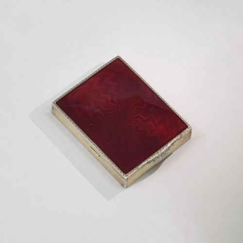 fig 2. Superb Art Deco Silver Gilt & Red Guilloche Enamel Compact