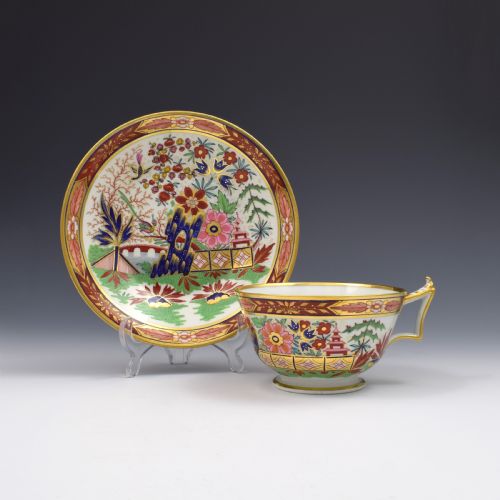 Flight Barr & Barr Worcester Porcelain Japan Chocolate Cup & Saucer C.1815