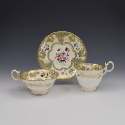 fig 1. Coalport Porcelain Adelaide Tea & Coffee Cup & Saucer Trio Pattern 2/813 c.1832