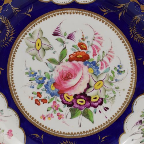 fig 1. Bloor Derby Porcelain Dessert Plate Gadrooned Rim c.1825
