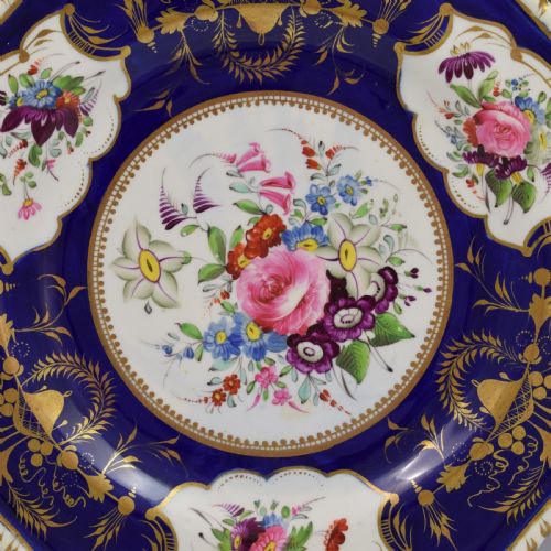 fig 1. Bloor Derby Porcelain Dessert Plate Gadrooned Rim c.1825