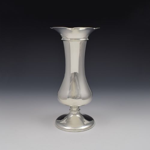 LARGE 9 ART NOUVEAU SILVER BALUSTER VASE FLOWER PETAL RIM DEAKIN FRANCIS 1912 - ADDITIONAL PHOTO 1