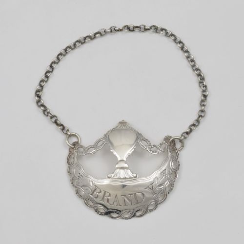 fig 1. Fine Georgian Silver Hester Bateman Brandy Decanter Wine Label c.1780