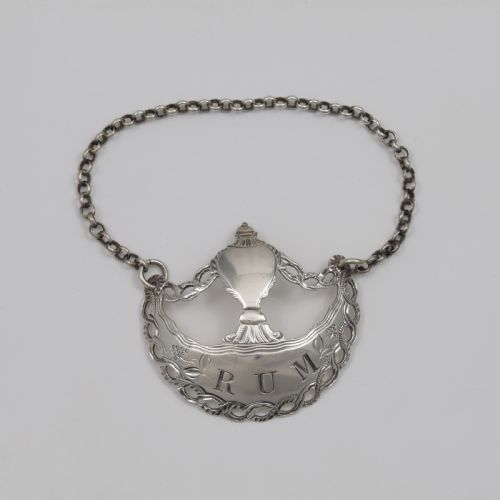 fig 1. Fine Georgian Silver Hester Bateman Rum Decanter Wine Label c.1780