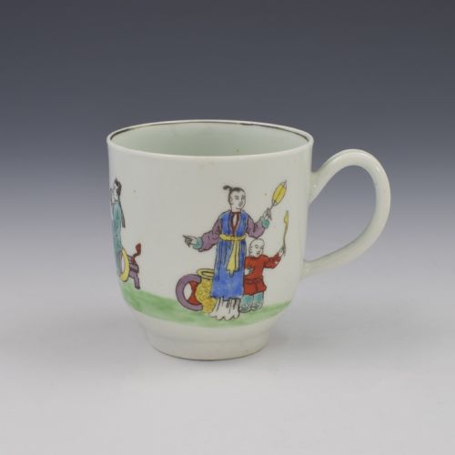 First Period Worcester Porcelain Coffee Cup Mandarin / Chinese Figures C.1765-1768